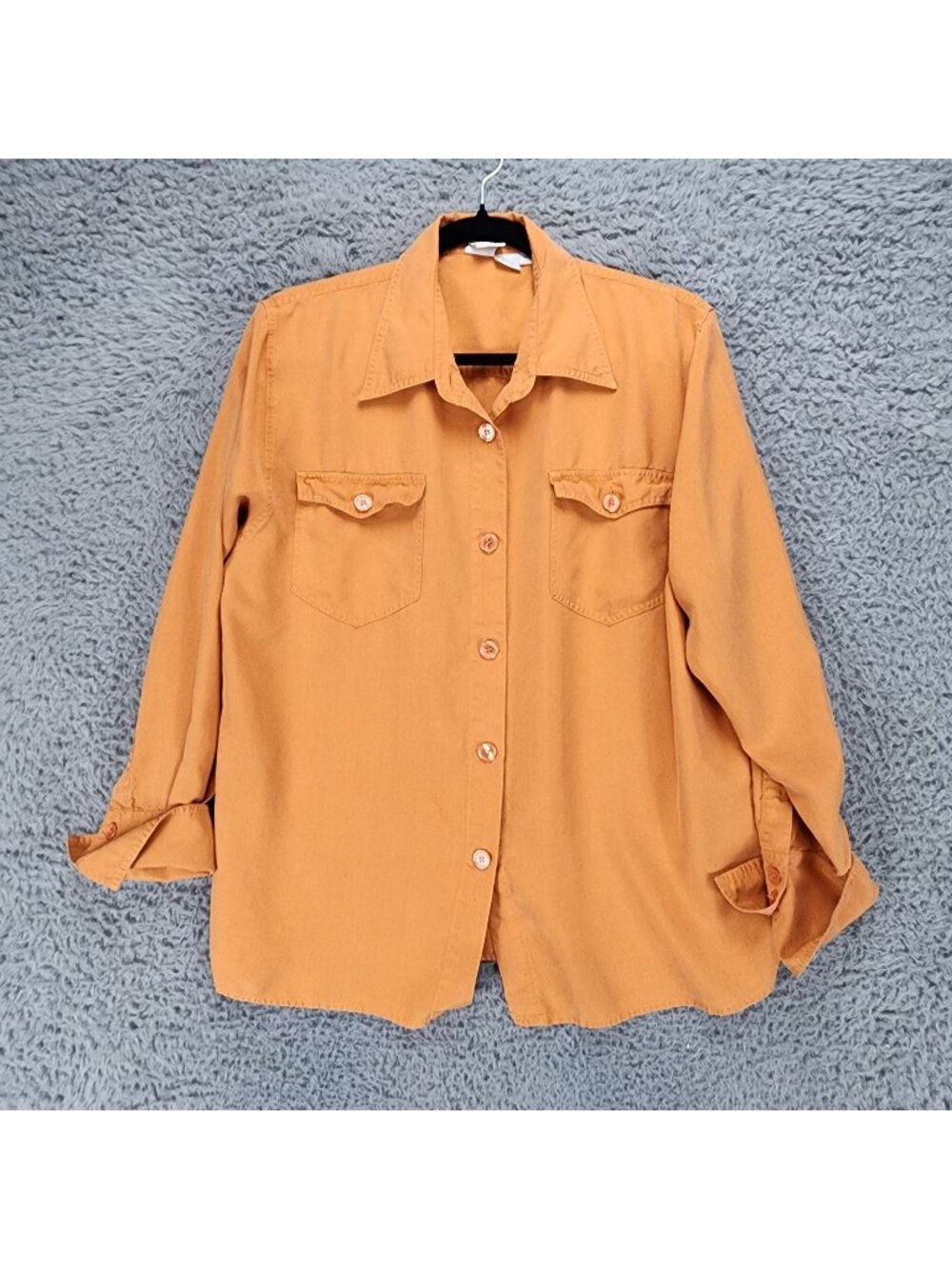 Clifford & Wills Shirt Womens Medium Orange Silk Long Sleeve Button Up